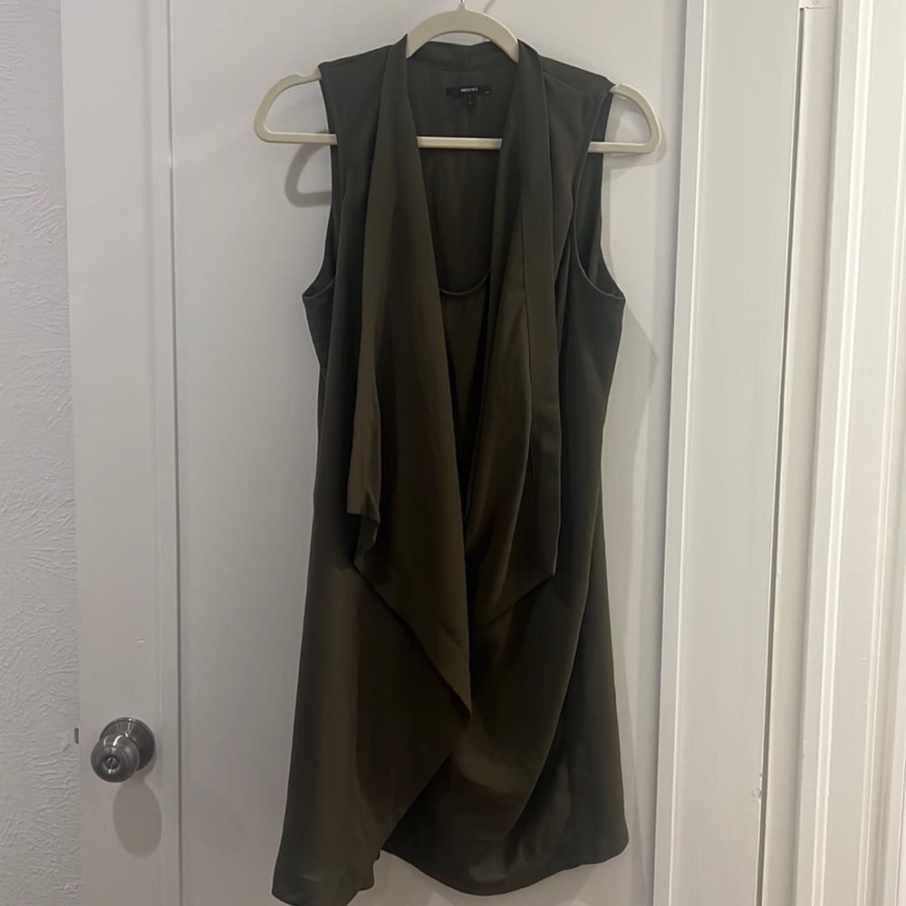 Sleeveless Olive Green Layered Dress